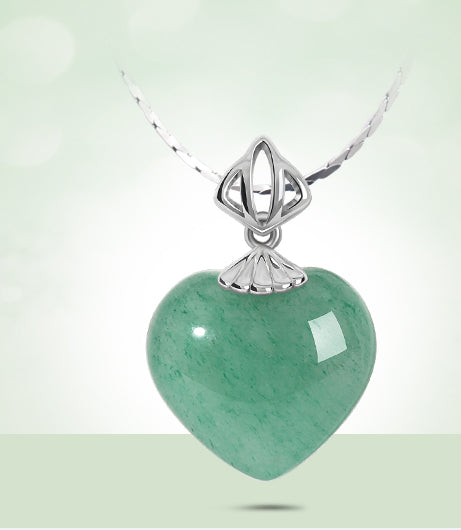 High Standard Natural Brazilian Jade Heart Pendant Necklace in 925 Sterling Silver - Express Your Love and Embrace Nature with Green Dongling Jade