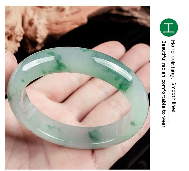 High Standard Jade Exquisite Floating-Flower and Icy Noodle Seed Bracelet Bangle - A Timeless Gift of Purity and Elegance