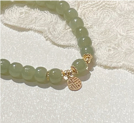 High Standard On Sale Hetian Jade Bracelet Fu Brand Jade Jadeite Women's Bracelet Perfect Gift For Her( with gift box)