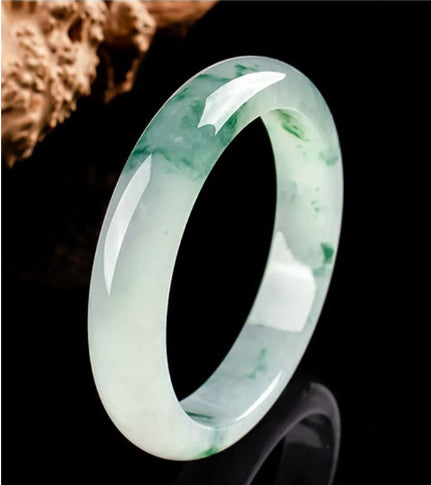 High Standard Jade Exquisite Floating-Flower and Icy Noodle Seed Bracelet Bangle - A Timeless Gift of Purity and Elegance