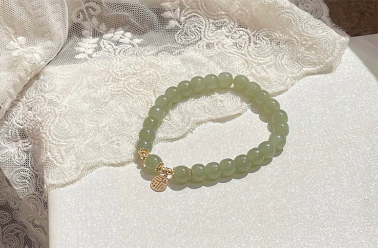 High Standard On Sale Hetian Jade Bracelet Fu Brand Jade Jadeite Women's Bracelet Perfect Gift For Her( with gift box)