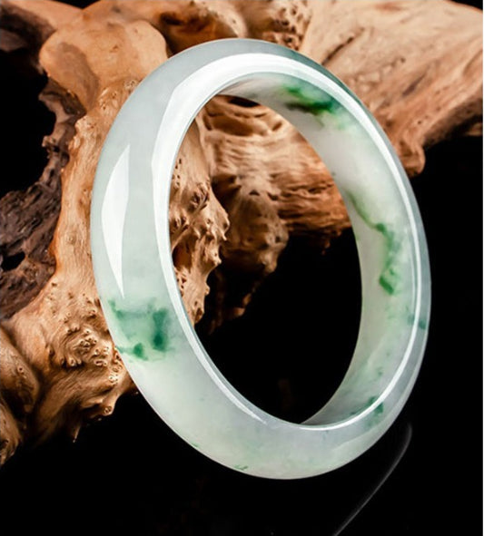 High Standard Jade Exquisite Floating-Flower and Icy Noodle Seed Bracelet Bangle - A Timeless Gift of Purity and Elegance