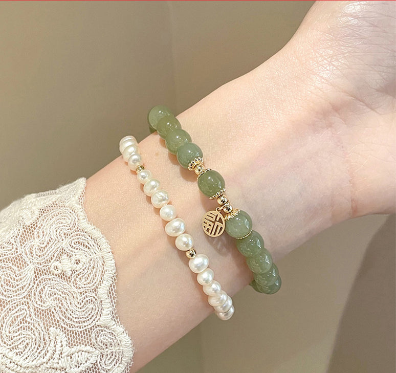 High Standard On Sale Hetian Jade Bracelet Fu Brand Jade Jadeite Women's Bracelet Perfect Gift For Her( with gift box)