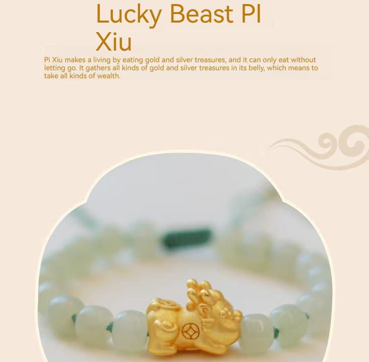 High Standard Hetian Jade Pixiu Bracelet for Women Simple and Cute Lady Art with Small Fresh Temperament Fashionable Birthday Gift For Her with Certificate and Rose Gift Box.