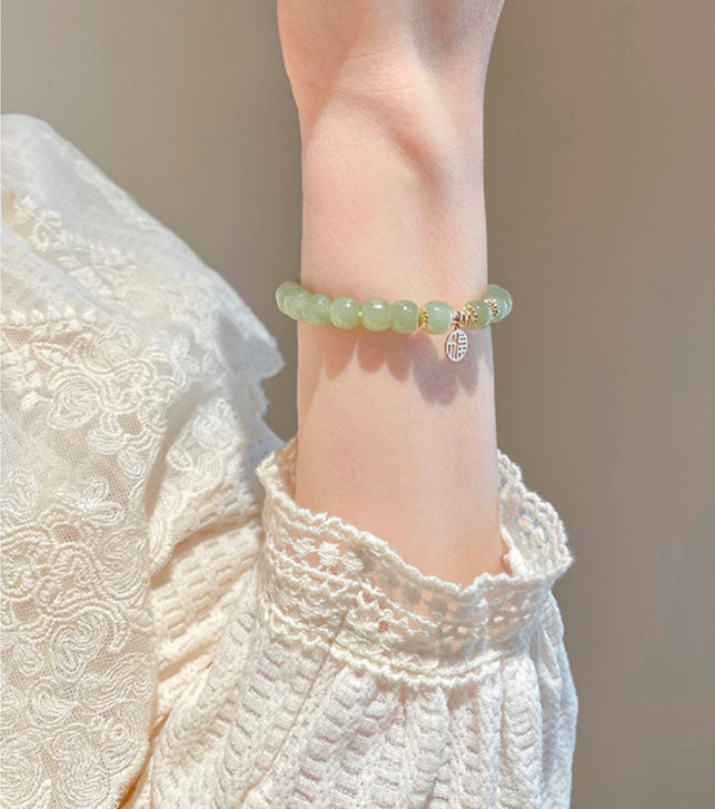 High Standard On Sale Hetian Jade Bracelet Fu Brand Jade Jadeite Women's Bracelet Perfect Gift For Her( with gift box)