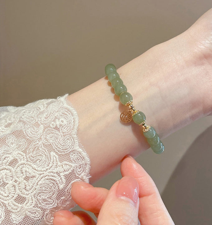 High Standard On Sale Hetian Jade Bracelet Fu Brand Jade Jadeite Women's Bracelet Perfect Gift For Her( with gift box)