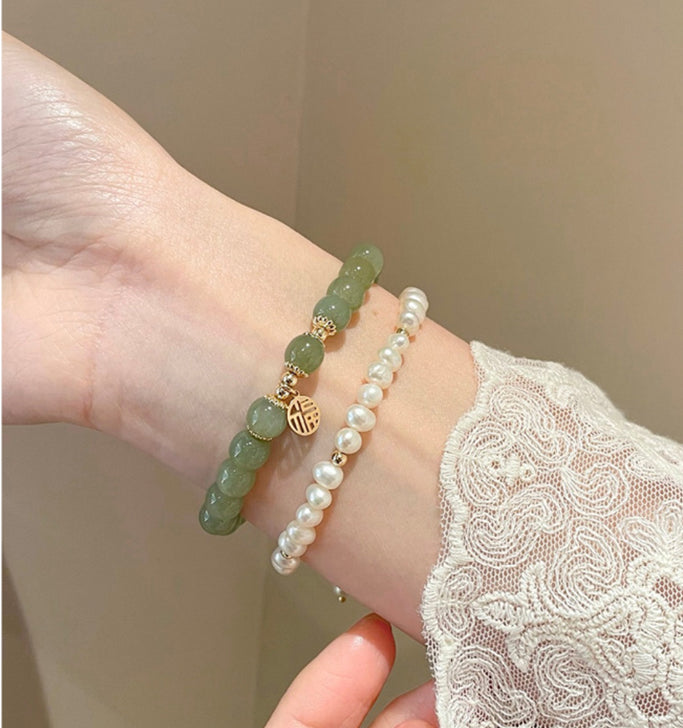 High Standard On Sale Hetian Jade Bracelet Fu Brand Jade Jadeite Women's Bracelet Perfect Gift For Her( with gift box)