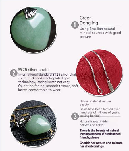 High Standard Natural Brazilian Jade Heart Pendant Necklace in 925 Sterling Silver - Express Your Love and Embrace Nature with Green Dongling Jade